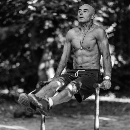 Senior exercising outdoorsの写真素材