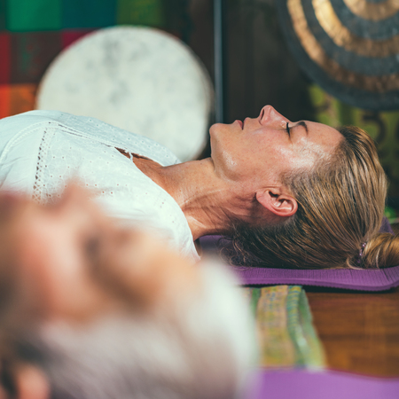 Mindfulness exercise, guided meditation therapyの写真素材