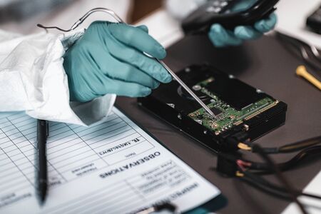Forensic Expert Working in Forensic Science Laboratoryの写真素材
