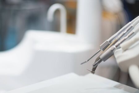 Dentist console close up in modern dentist office.の写真素材