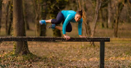 Woman Exercising in the Park.の写真素材