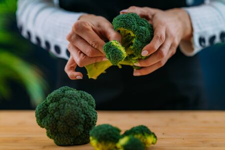 Close-up Image of fresh organic broccoli, superfood rich in vitamin K, vitamin C, folic acid,...