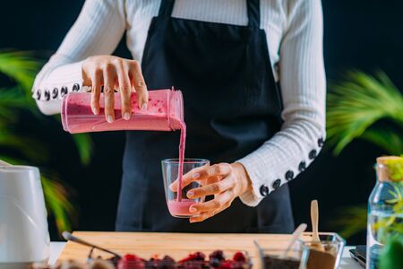 Superfoods - Making Healthy Shake in blenderの写真素材