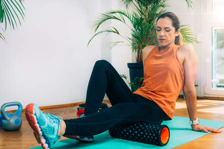 Exercising with Kettlebell at Homeの写真素材