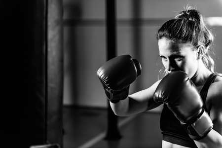 Woman on boxing trainingの写真素材