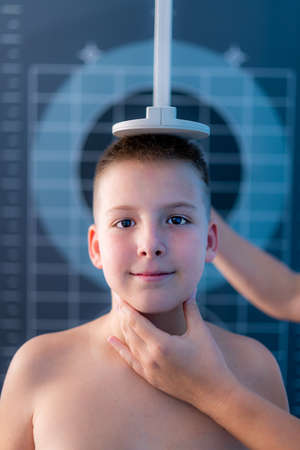 Measuring height of children, auxologic anthropometryの写真素材