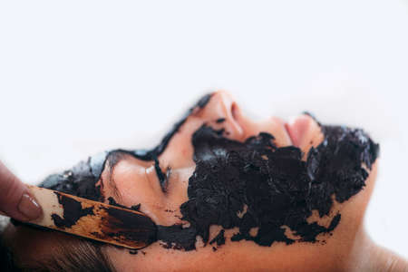 Facial chocolate mask. Face beauty treatment.の写真素材