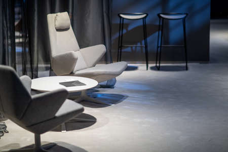 Modern Grey Armchairs in Salonの写真素材