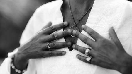 Spiritual Healer Expressing Honesty with her Hands