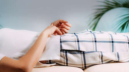 Woman Measuring Heart Rate.の写真素材