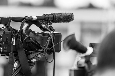 TV Camera Recording a Publicity Eventの写真素材