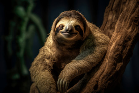 Tranquil Sloth Thrives in its Natural Habitat, Emblem of Serenity. Generative AI.の素材