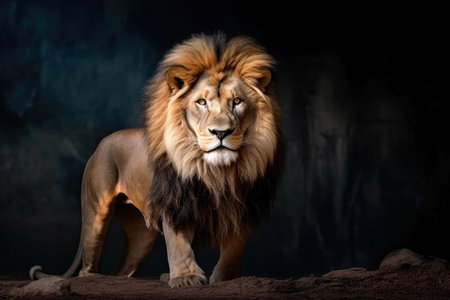 Majestic lion in its natural habitat, captivating and powerful. Generative AI.の素材