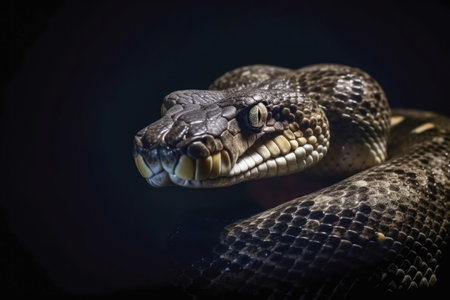 Mesmerizing Anaconda, Close-up Encounter with Serpent. Generative AI.の素材