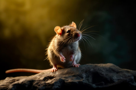 Rat in habitat showcasing its expressive eyes, delicate whiskers, and sleek fur. Generative AIの素材