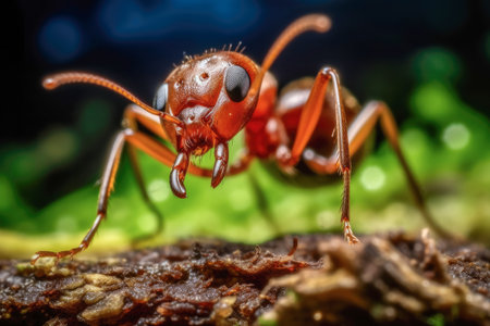 Army ant species close up, known for nomadic behavior, aggressive predatory raids and crucial ecological roles. Generative AI.の素材