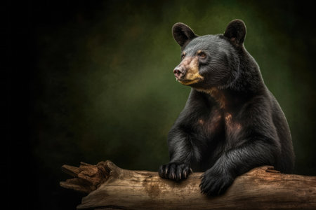 Black bear living harmoniously in its native habitat. Beauty and resilience of this majestic creature in its natural surroundings.の素材