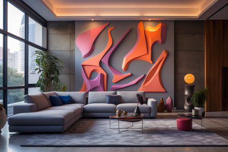 Elegance of modern design with ultra modern apartment, where textured accent walls add depth and visual interest, transforming ordinary spaces into captivating havens of contemporary styleの素材