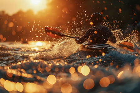 Whitewater kayaking adventure  sportの素材