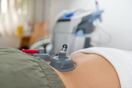 Physical therapy using vacuum therapy on the lower back helps relieve muscle tension, improve blood...