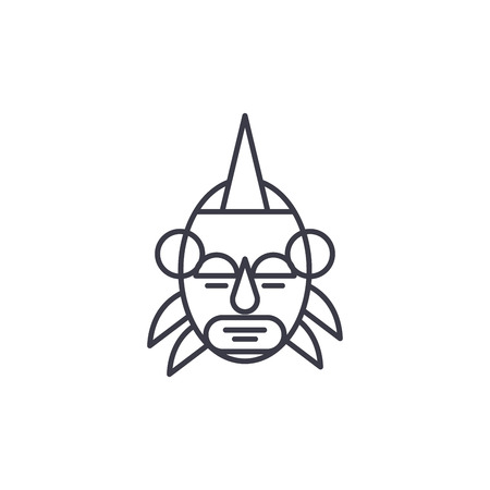 African mask leader linear icon concept. African mask leader line vector sign, symbol, illustration.のイラスト素材