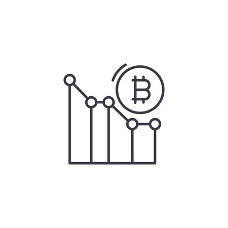 Bitcoin price analytics linear icon concept. Bitcoin price analytics line vector sign, symbol, illustration.のイラスト素材
