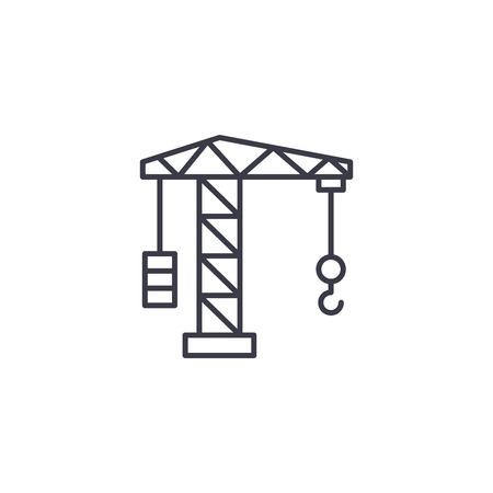 Crane linear icon concept. Crane line vector sign, symbol, illustration.のイラスト素材