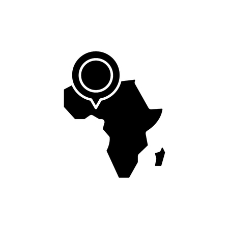 Africa map black icon concept. Africa map flat  vector symbol, sign, illustration.のイラスト素材