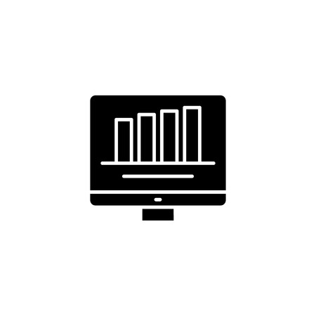 Bar chart black icon concept. Bar chart flat  vector symbol, sign, illustration.のイラスト素材