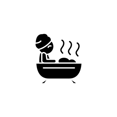 Bath relaxation black icon concept. Bath relaxation flat  vector symbol, sign, illustration.のイラスト素材