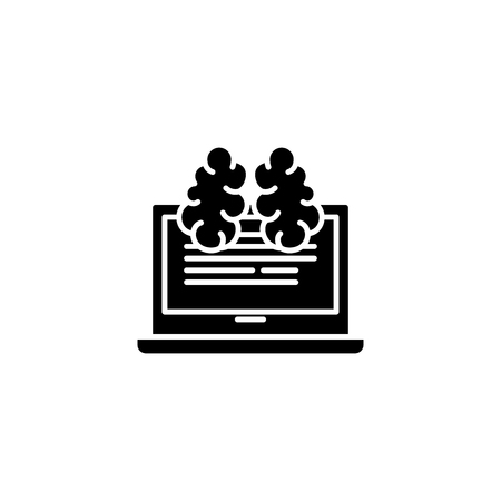 Brainstorm online black icon concept. Brainstorm online flat  vector symbol, sign, illustration.のイラスト素材