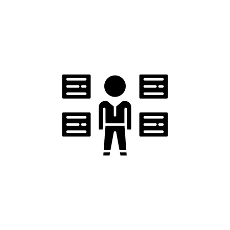 Businessman skills black icon concept. Businessman skills flat  vector symbol, sign, illustration.のイラスト素材