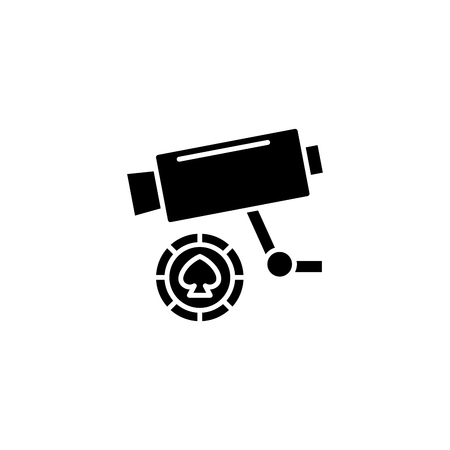 Casino security camera black icon concept. Casino security camera flat  vector symbol, sign, illustration.のイラスト素材