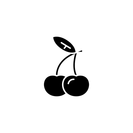 Cherries symbol black icon concept. Cherries symbol flat  vector symbol, sign, illustration.のイラスト素材