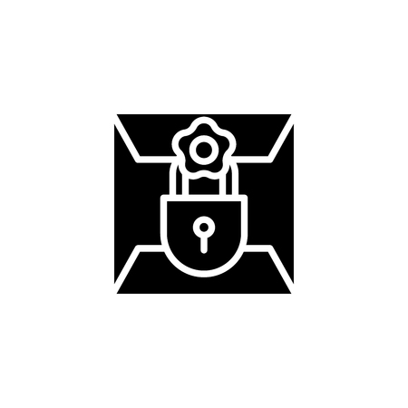 Confidential letter black icon concept. Confidential letter flat  vector symbol, sign, illustration.のイラスト素材