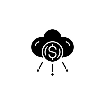 Cloud e-wallet black icon concept. Cloud e-wallet flat  vector symbol, sign, illustration.のイラスト素材