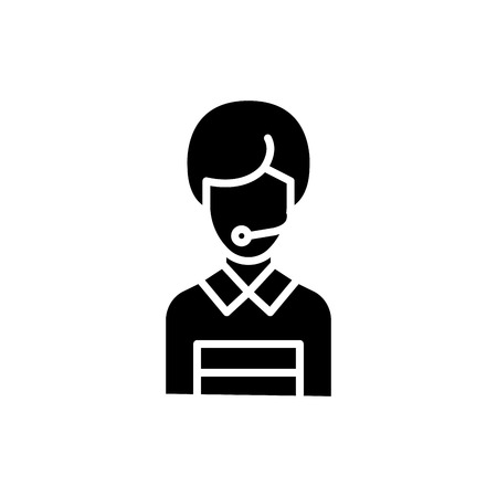 Communication with customers black icon concept. Communication with customers flat  vector symbol, sign, illustration.のイラスト素材