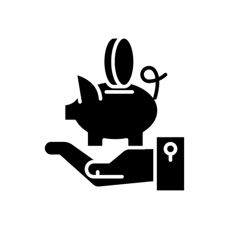 Deposit account black icon concept. Deposit account flat  vector symbol, sign, illustration.のイラスト素材