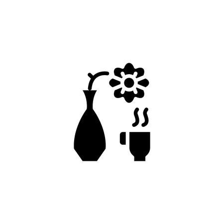Cup of coffee black icon concept. Cup of coffee flat  vector symbol, sign, illustration.のイラスト素材