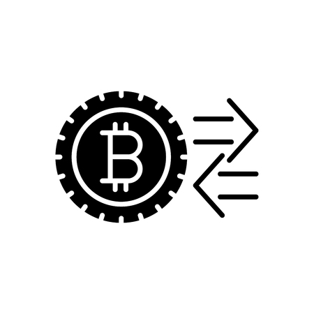 Deals with bitcoin black icon concept. Deals with bitcoin flat  vector symbol, sign, illustration.のイラスト素材