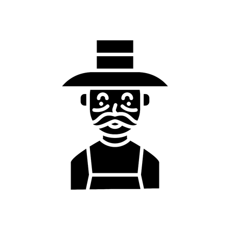 Elderly farmer black icon concept. Elderly farmer flat  vector symbol, sign, illustration.のイラスト素材
