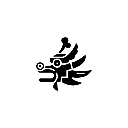 Dragon black icon concept. Dragon flat  vector symbol, sign, illustration.のイラスト素材