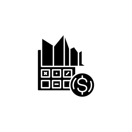 Financial analysis black icon concept. Financial analysis flat  vector symbol, sign, illustration.のイラスト素材