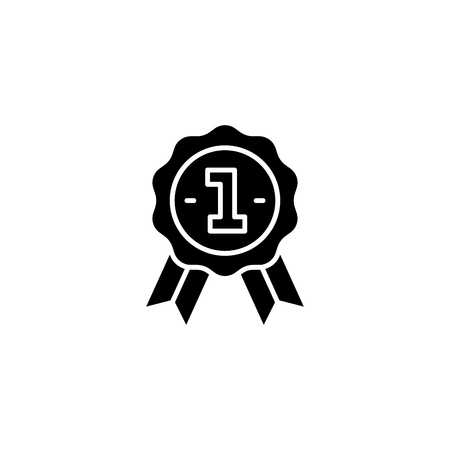 First medal black icon concept. First medal flat  vector symbol, sign, illustration.のイラスト素材