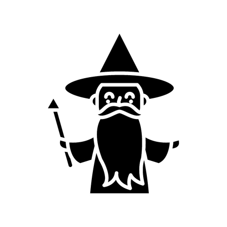 Fairy tale characters black icon concept. Fairy tale characters flat  vector symbol, sign, illustration.のイラスト素材