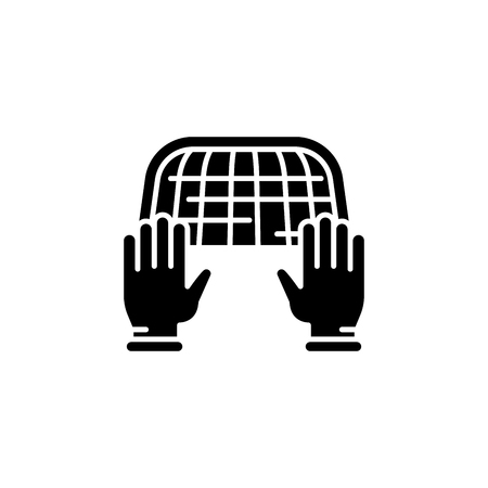 Goal keeper black icon concept. Goal keeper flat  vector symbol, sign, illustration.のイラスト素材