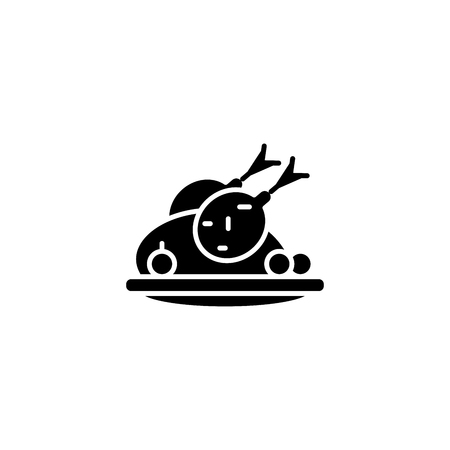 Fried chicken black icon concept. Fried chicken flat  vector symbol, sign, illustration.のイラスト素材
