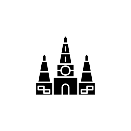 Indian temple black icon concept. Indian temple flat  vector symbol, sign, illustration.のイラスト素材