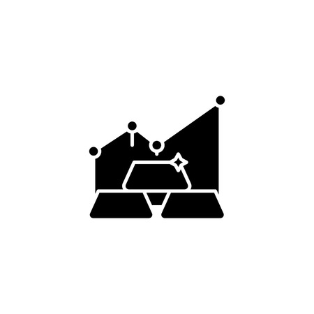 Gold market black icon concept. Gold market flat  vector symbol, sign, illustration.のイラスト素材