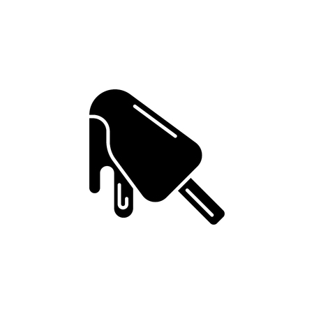 Ice cream on a stick black icon concept. Ice cream on a stick flat  vector symbol, sign, illustration.のイラスト素材